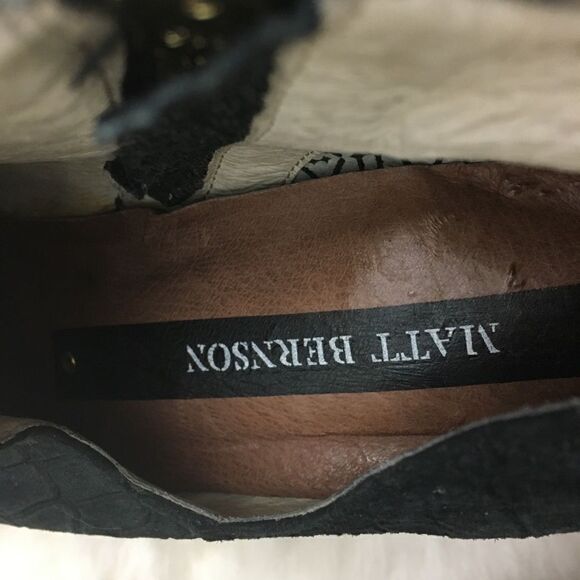 Matt‎ Bernson Jagguar Croc Leather Cutout Heeled Booties - Picture 6 of 10